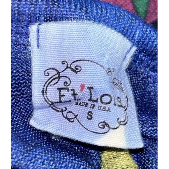 Et Lois Sz SMALL Abstract Print Soft Knit Pullover Tunic Top Pink Blue Green EUC - Picture 8 of 9